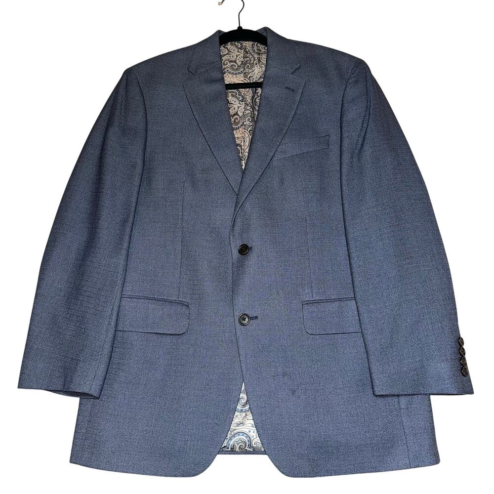 Lauren Ralph Lauren 2 Button Coat Men's Blue Blazer Paisley Lining Size 40R